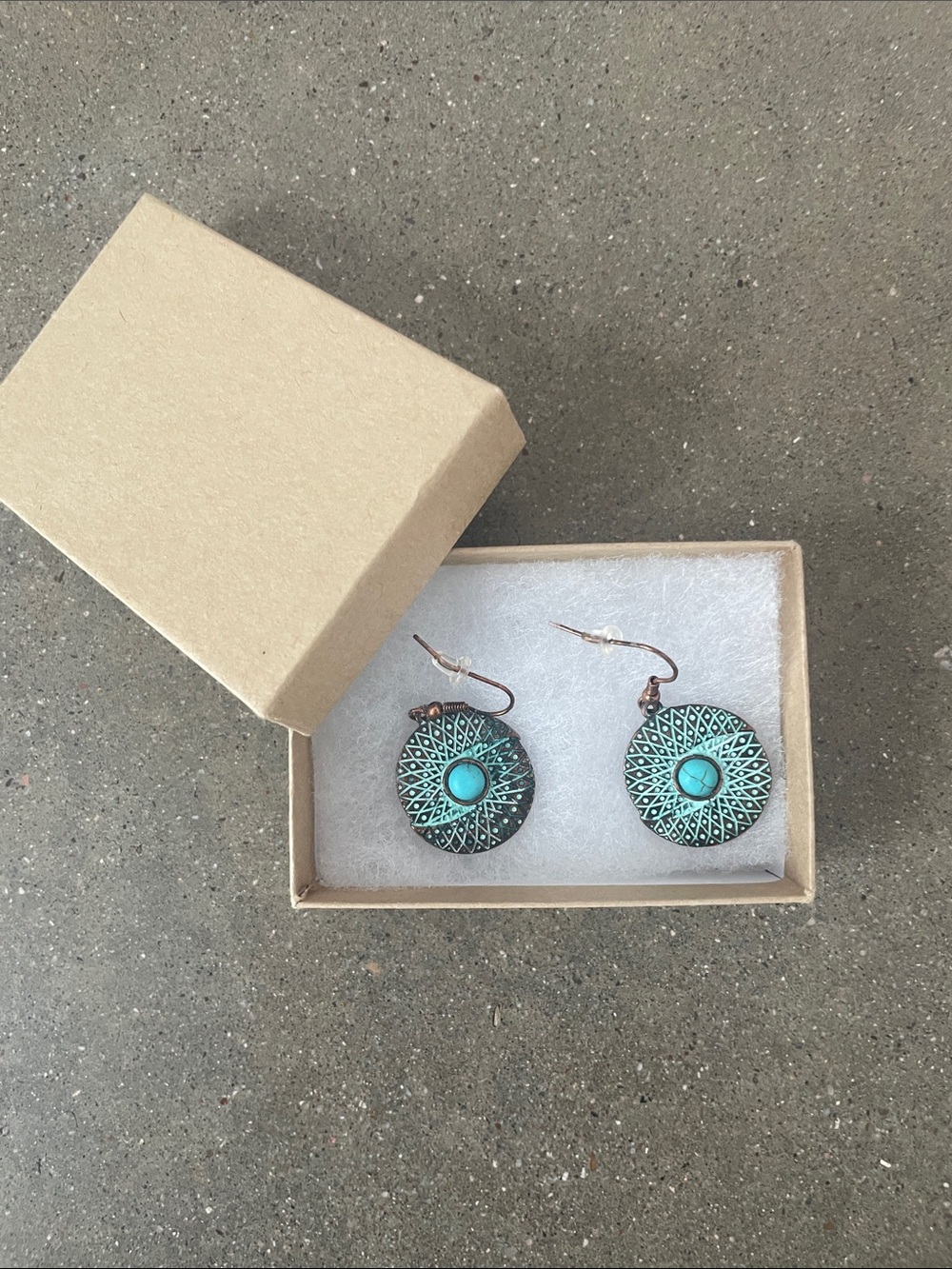 Source Unknown Turquoise-Tone Filigree Disc Drop Earrings